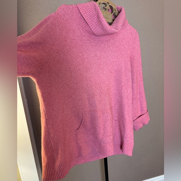 Style & Co Pink Cowl Neck Sweater XL | Button Cuff | Kangaroo Pocket - Picture 3 of 7